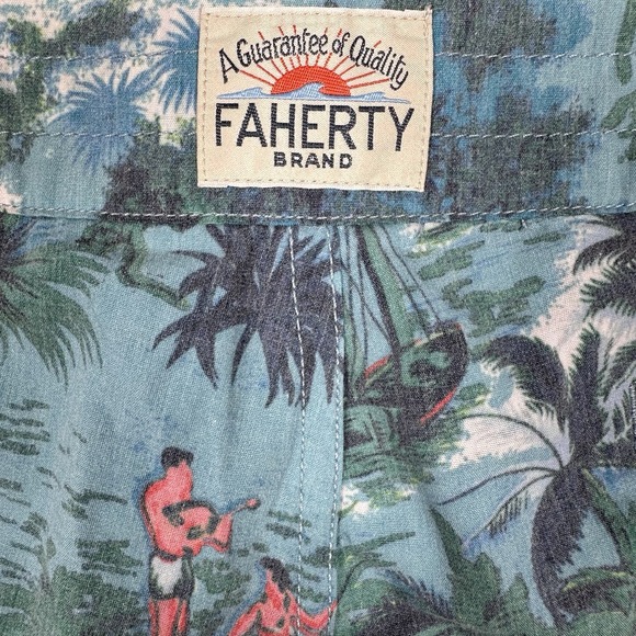 Faherty Shorts Mens 32" X 7" Hybrid Swim Beach Hawaiian Tropical Unlined - Picture 3 of 8